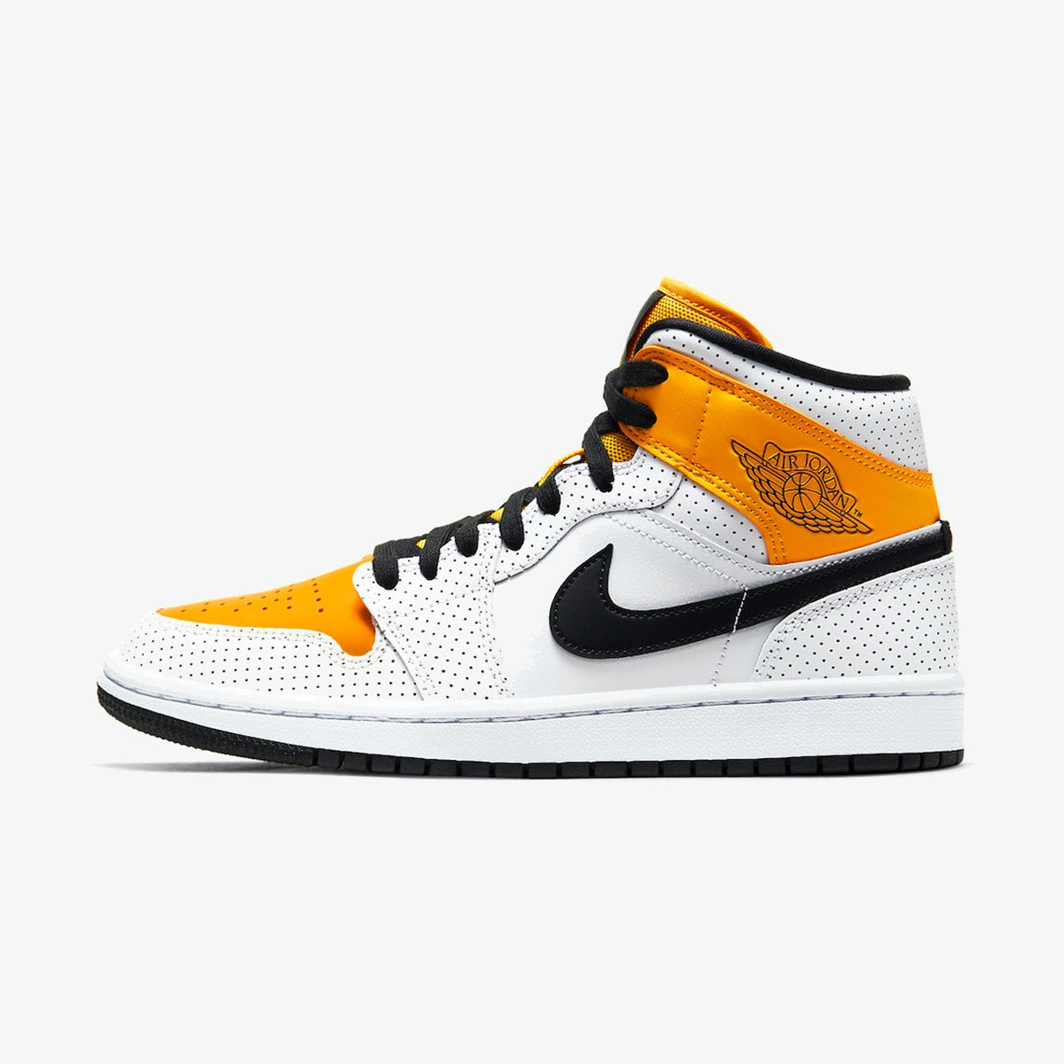 Wmns Air Jordan 1 Mid ‘Perforated – White University Gold’